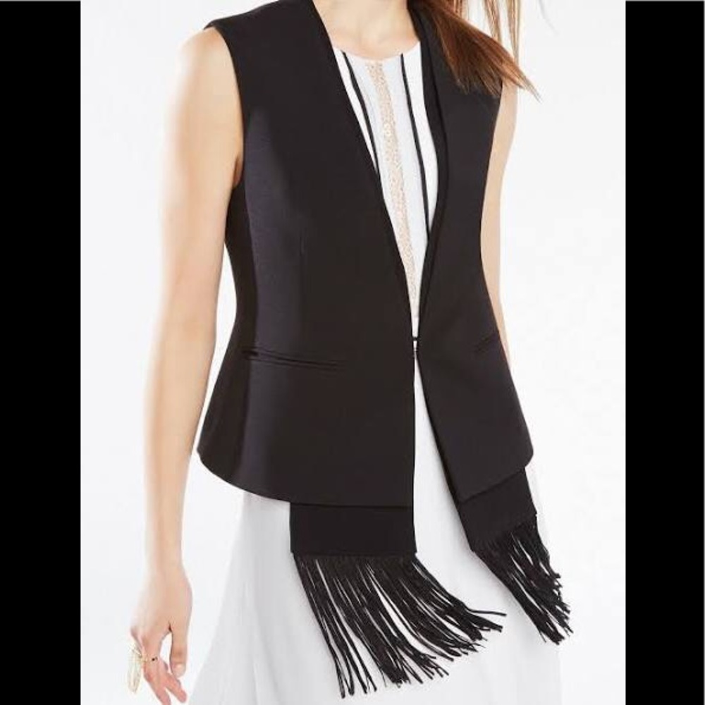BCBG Max Azria Jared fringe scars vest